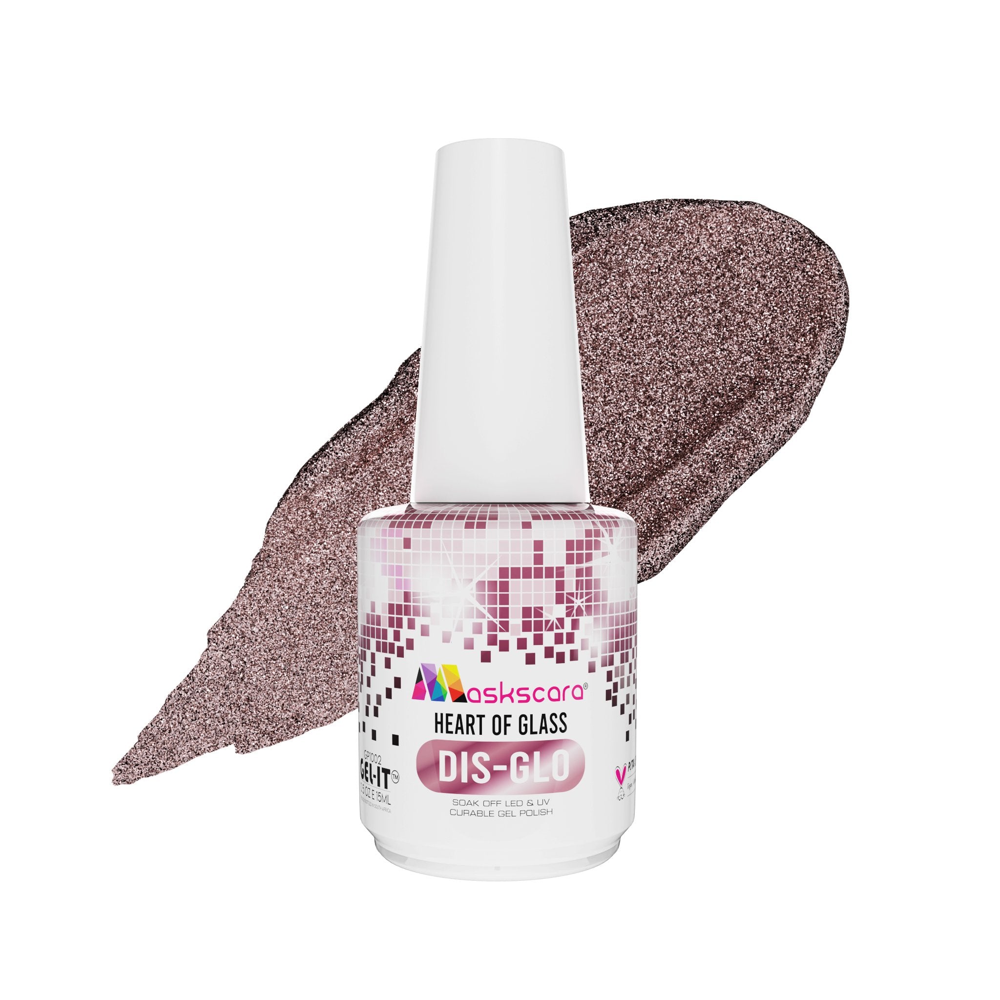 <img scr = “ GP1002 Heart Of Glass.jpeg” alt = “Pink Reflective Gel gel polish colour by the brand Maskscara”>