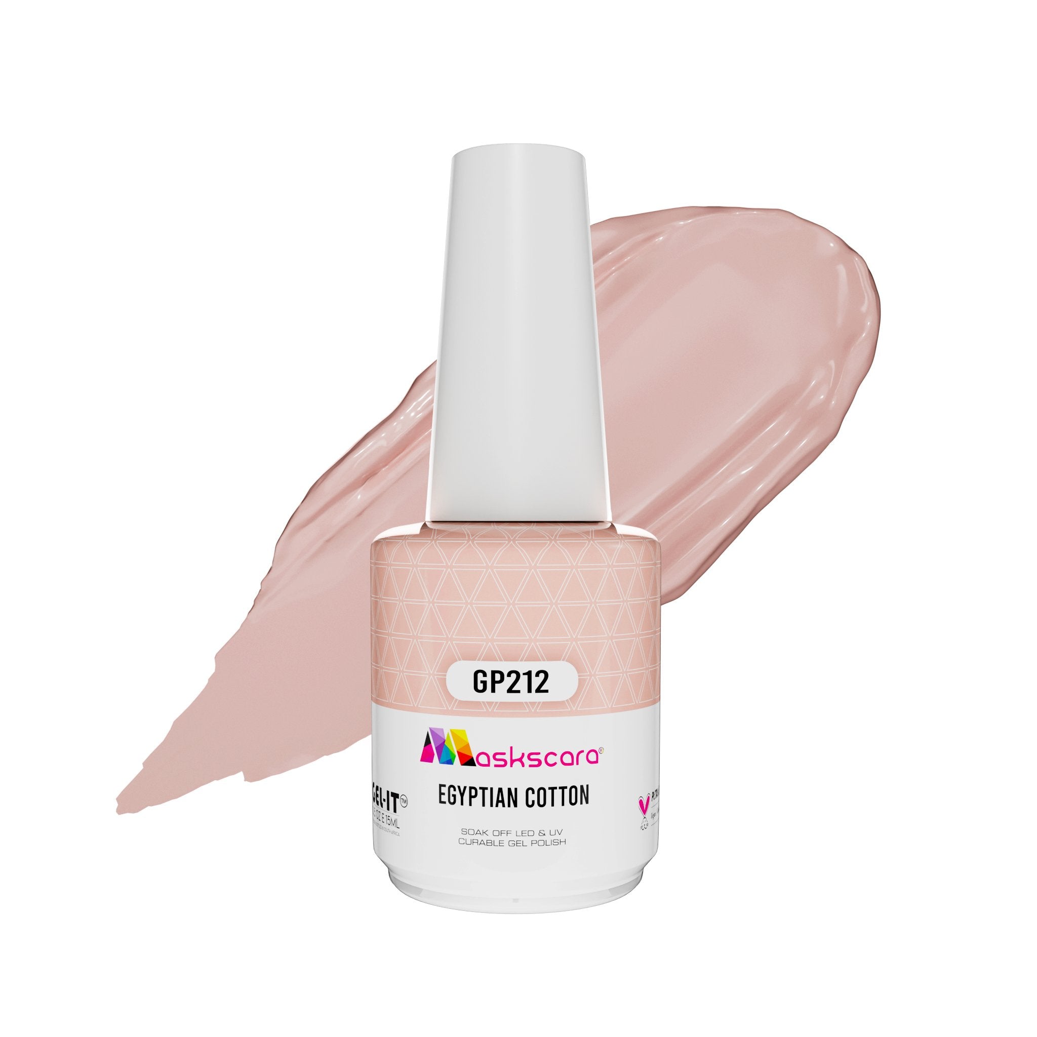 <img scr = “ GP212 Egyptian Cotton.jpeg” alt = “Nude With Blue/Pink Shimmer gel polish colour by the brand Maskscara”>