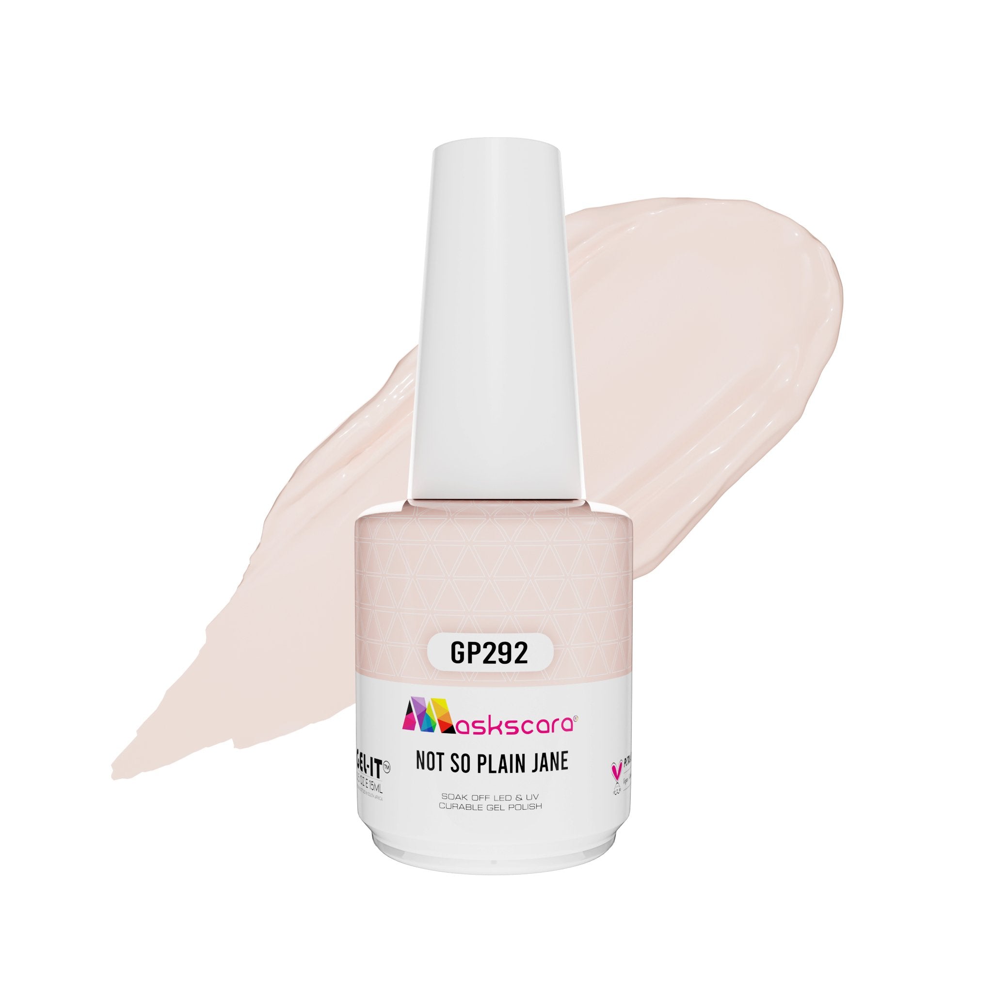 <img scr = “ GP292 Not So Plain Jane.png” alt = “Light Nude Creme gel polish colour by the brand Maskscara”>