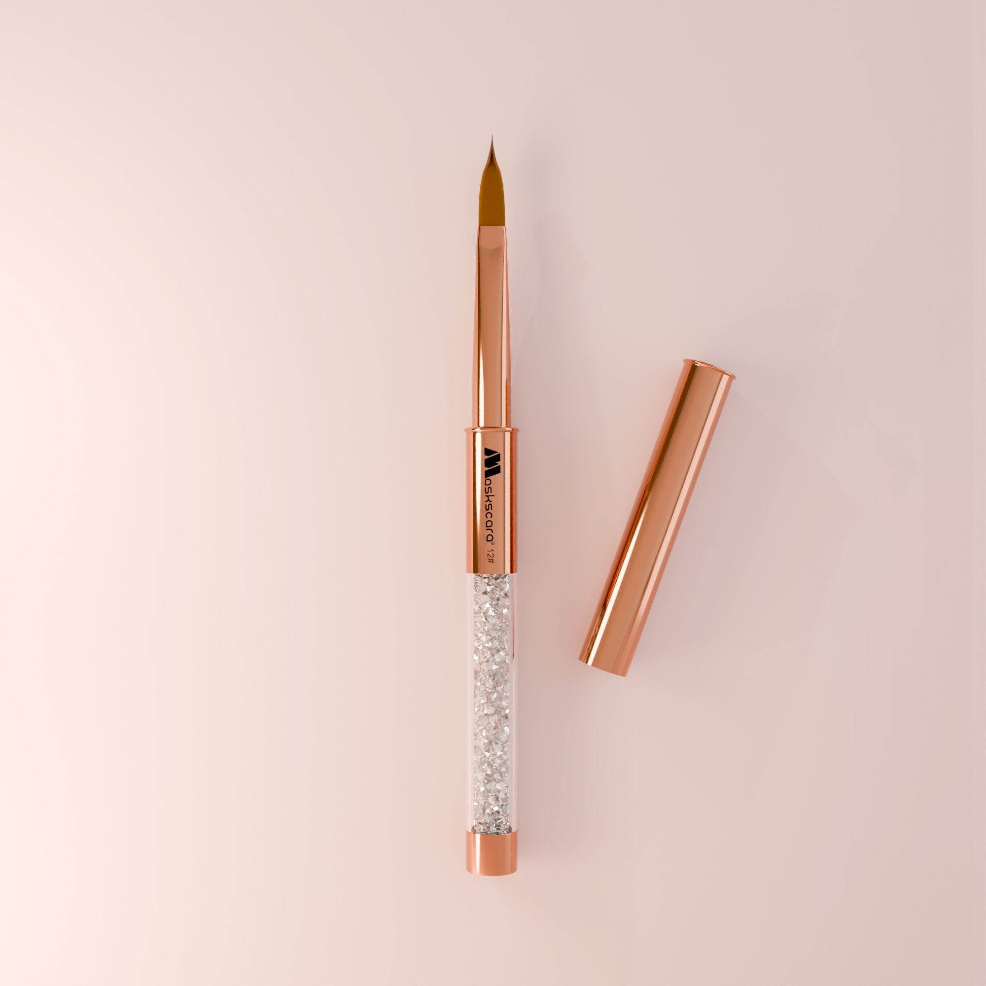 <img scr = “Maskscara Rose Gold Size 12 Acrylic Brush.jpg” alt = “Size 12 Rose Gold Acrylic Brush by the brand Maskscara”>