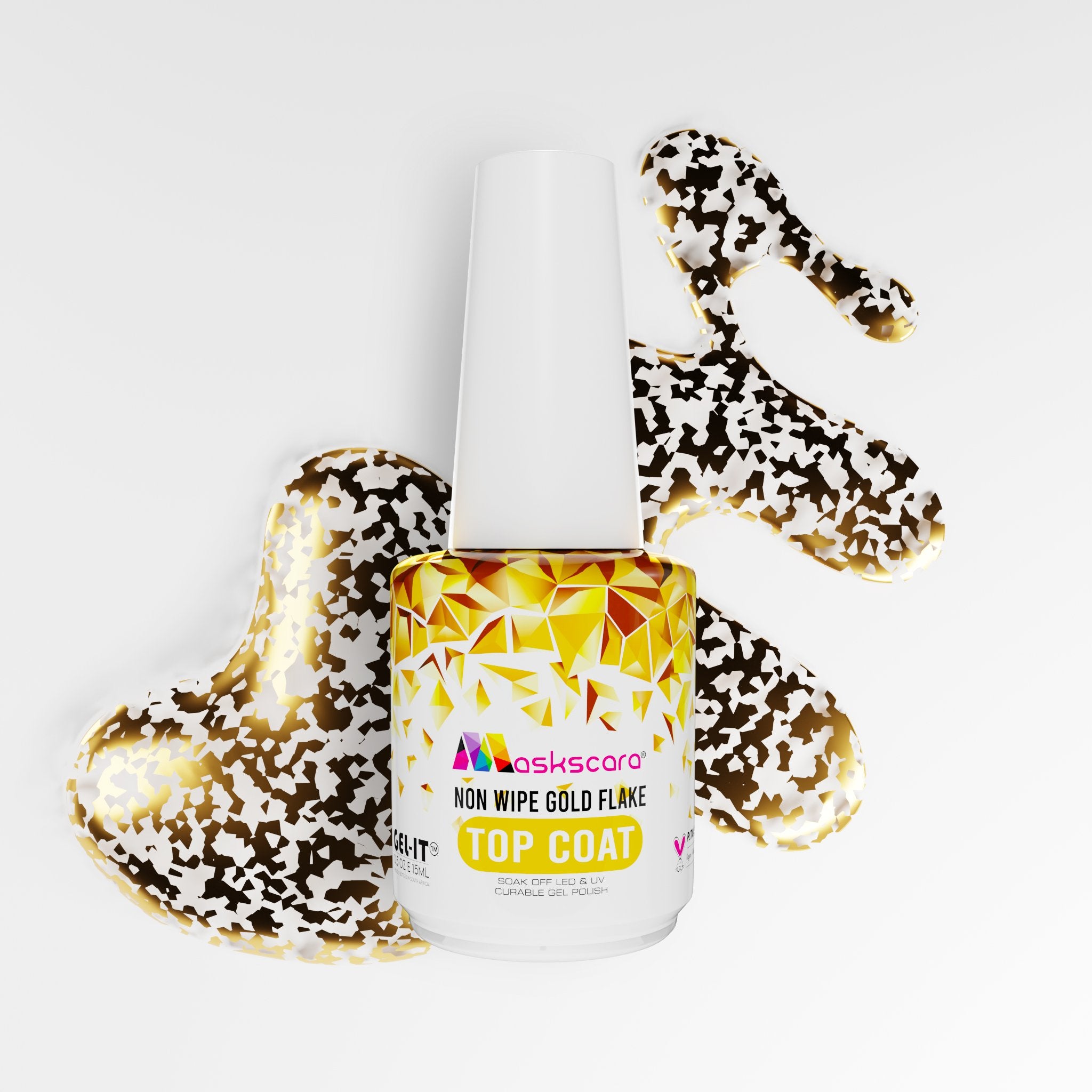<img scr = “Maskscara Non Wipe Top Coat - Glod Flake.jpg” alt = “Gold Flake Top Coat by the brand Maskscara”>