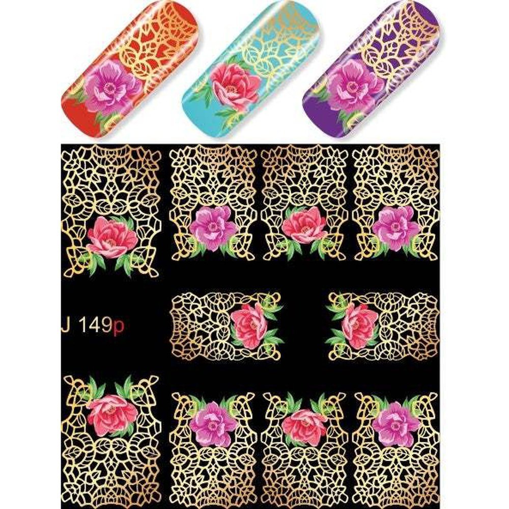 Flower & Gold Design Water Transfer - 149P - Maskscara