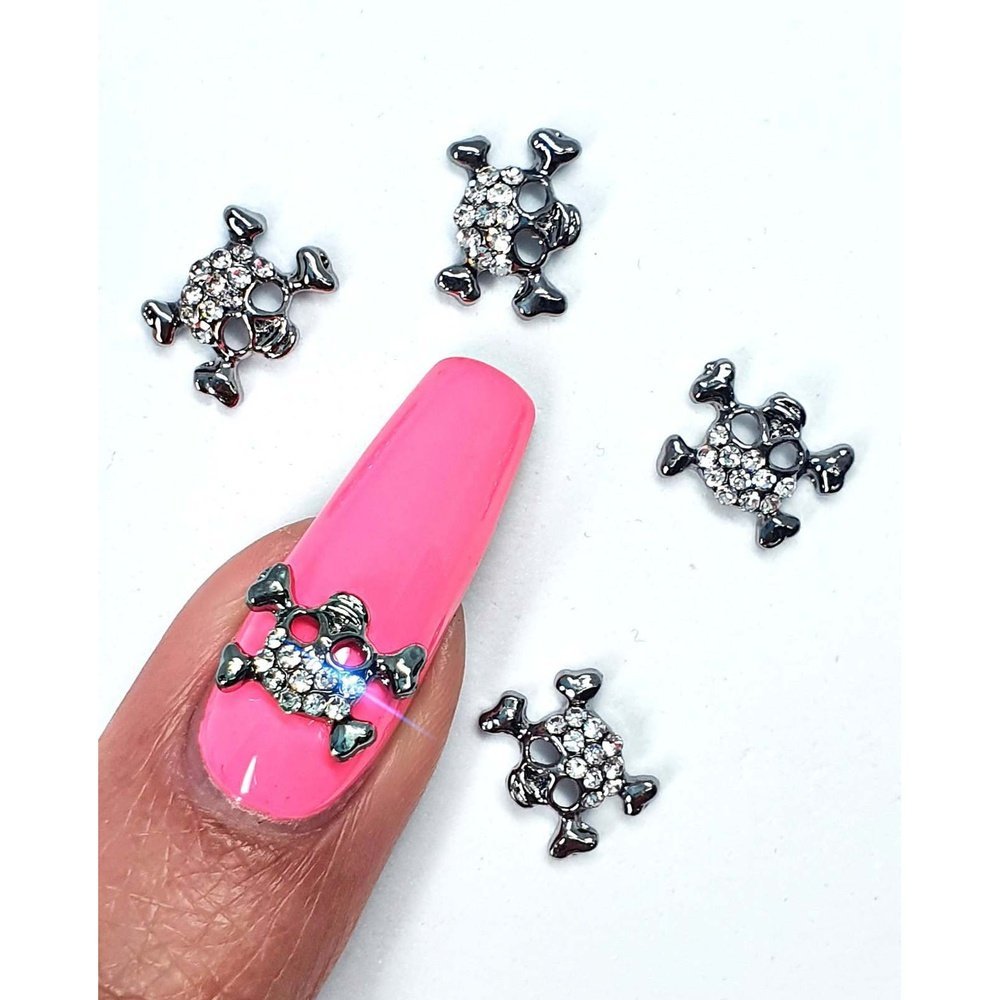 Gunmetal Skull & Crossbone Gems (5 Pcs) - Maskscara