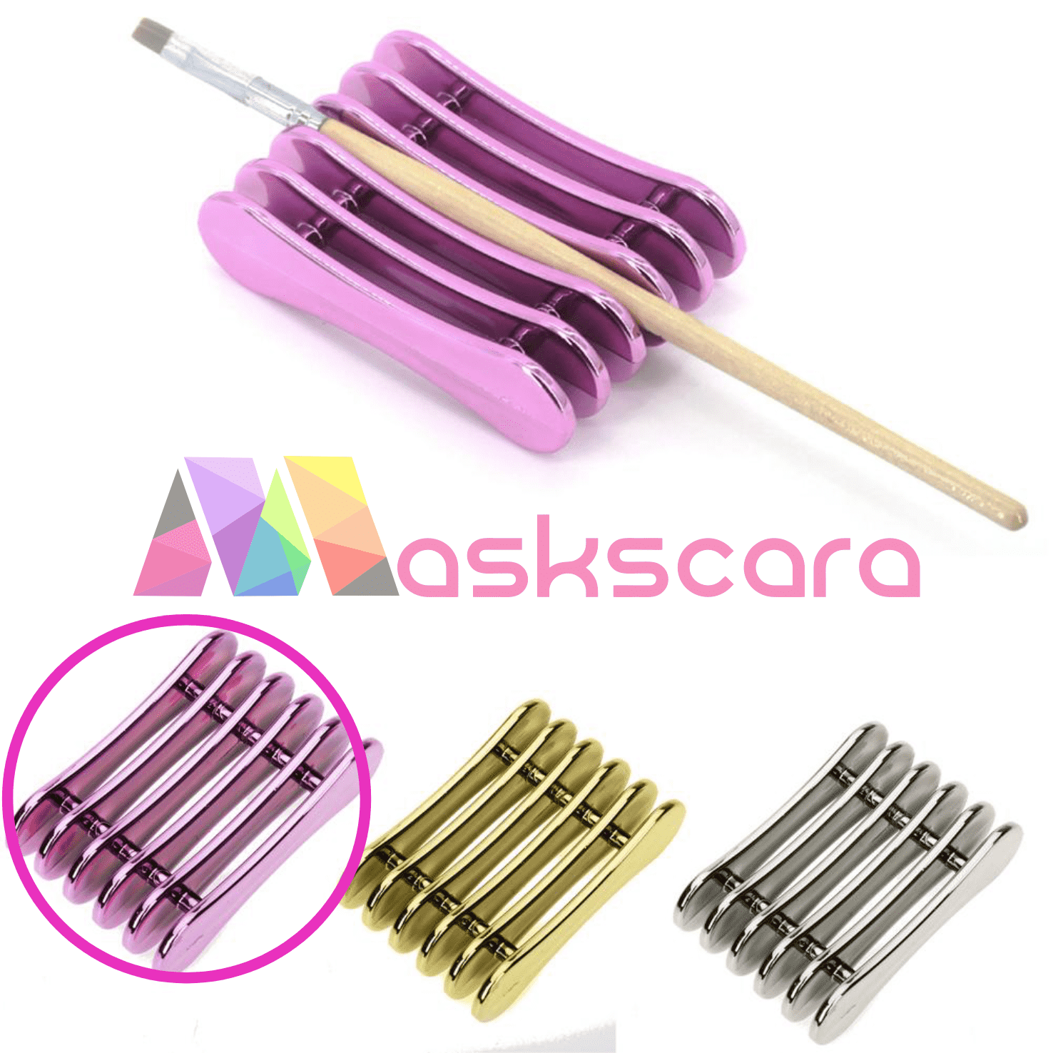 Metallic Pink Brush Rest - Maskscara