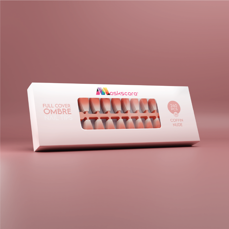 Full Cover Ombre Nail Tips - Coffin Nude 1N