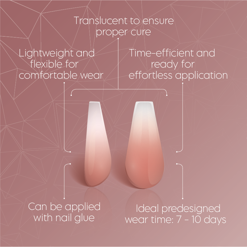 Full Cover Ombre Nail Tips - Coffin Nude 1N