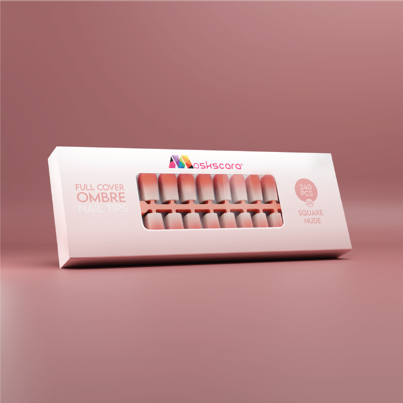 Full Cover Ombre Nail Tips - Square Nude 2N