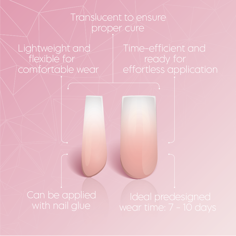 Full Cover Ombre Nail Tips - Square Pink 2P