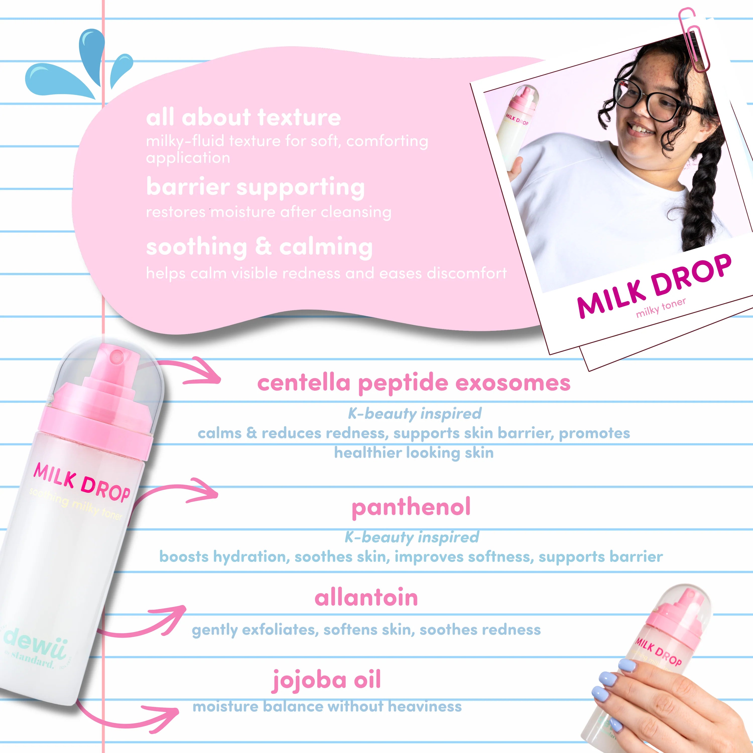 DEWII Milk Drop Milky Toner with Plant Stem-Cell Technology & Peptide Exosomes