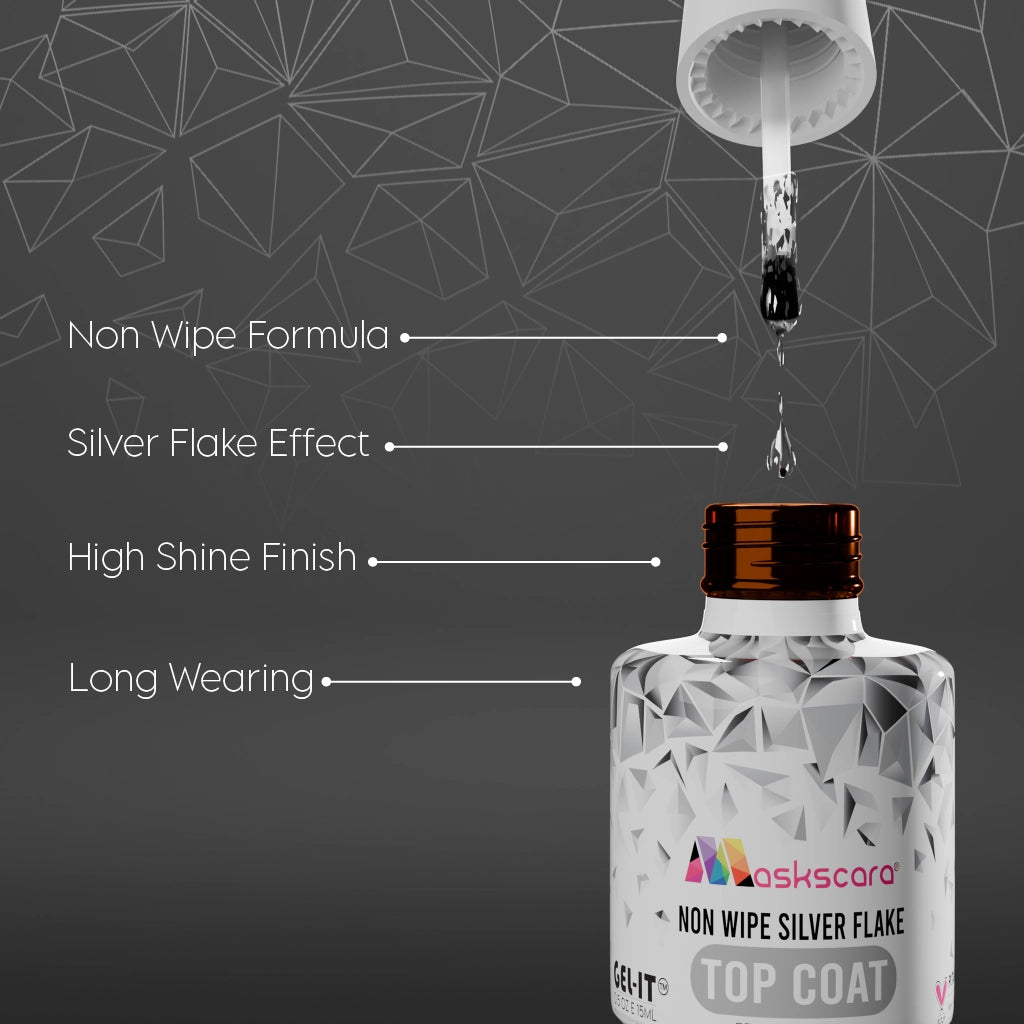 Non Wipe Top Coat - Silver Flake - 15ml
