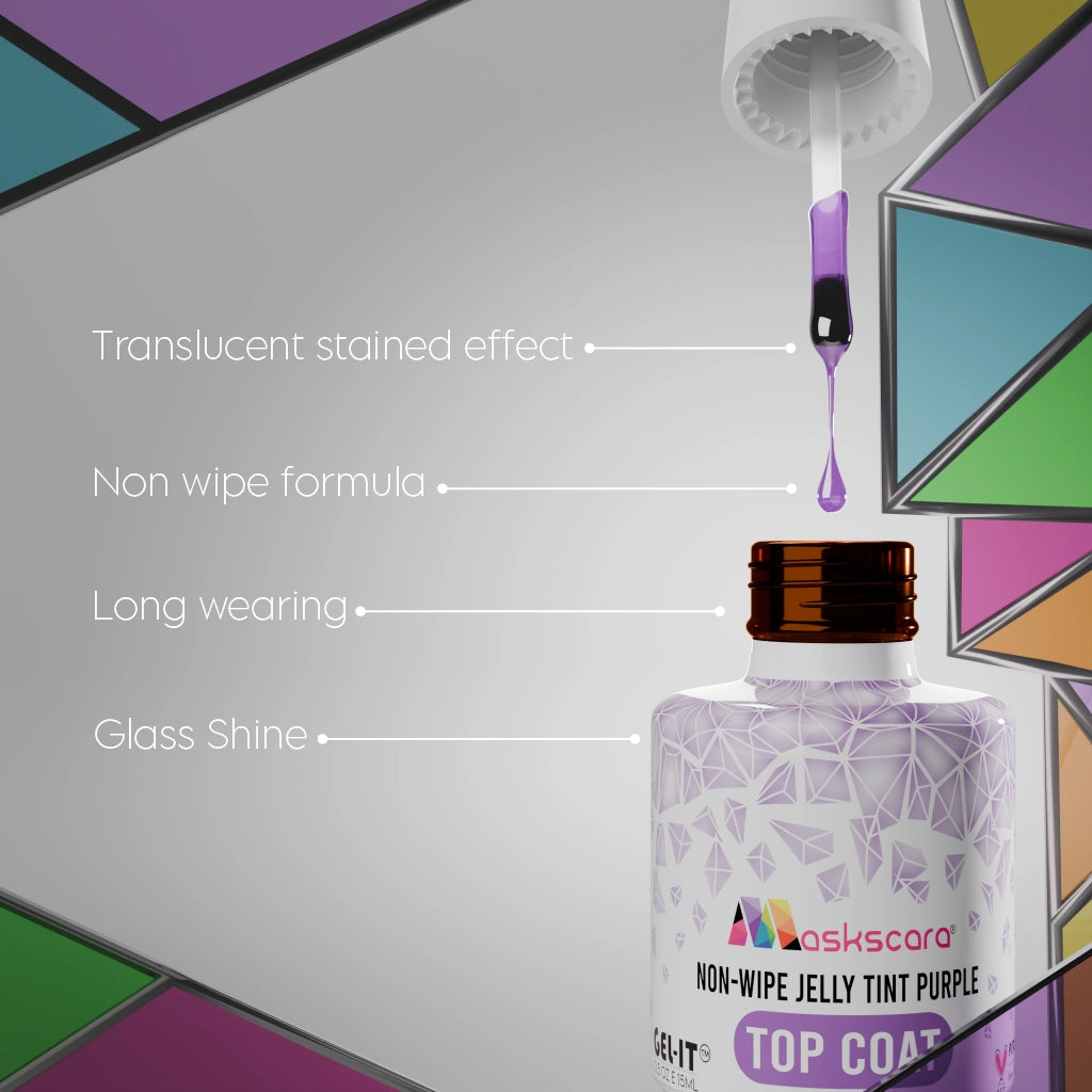 Non Wipe Top Coat - Purple Jelly Tint - 15ml