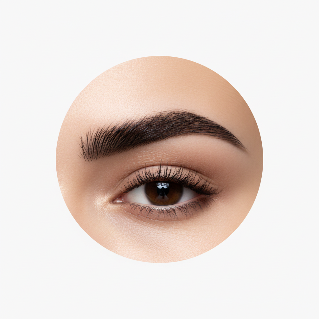 Circular eyebrow tint close-up only