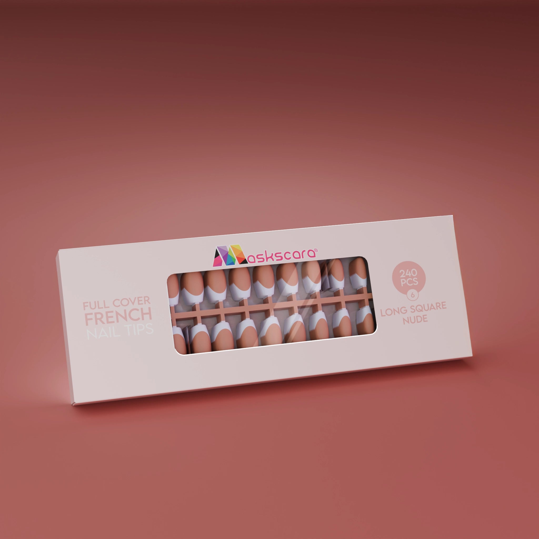 Full Cover French - Long Square Nude Tips (6)