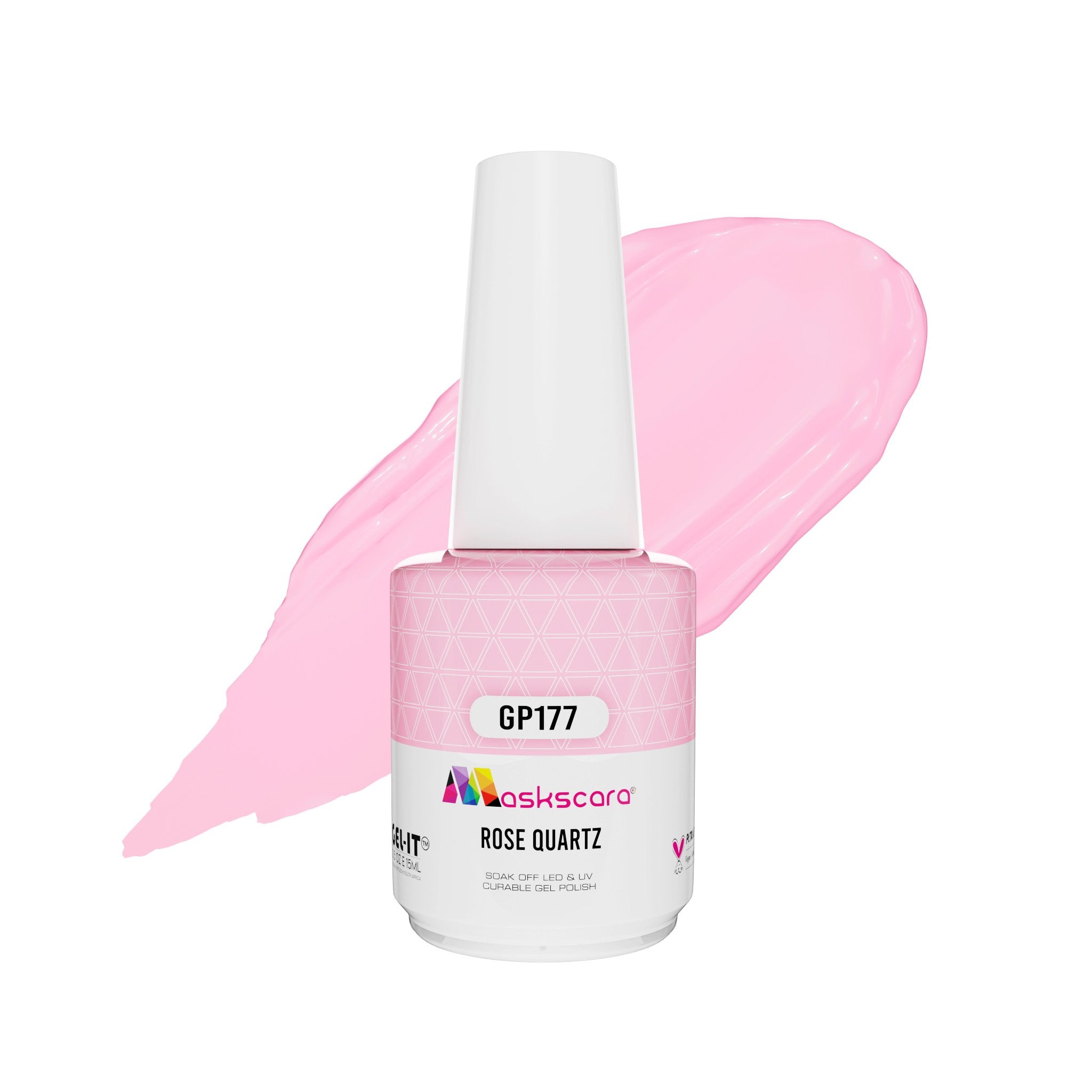 <img scr = “ GP177 Rose Quartz.jpeg” alt = “Ice Cream Pink gel polish colour by the brand Maskscara”>