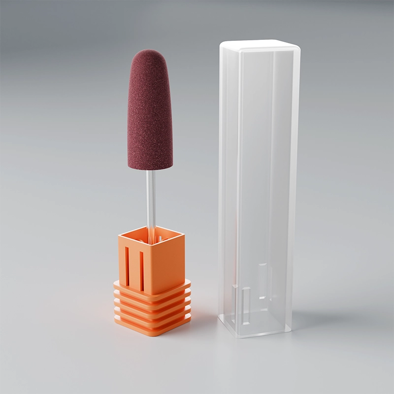 <img src="pink-silicone-e-file-bit.webp" alt="black foam nail drill polishing bit with metal shank for smoothing acrylic and gel nails">