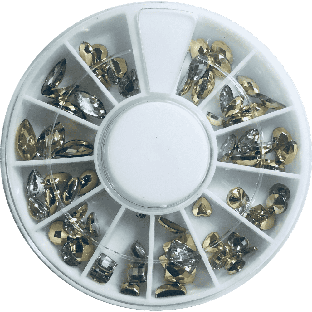 Nail Art Wheel - Mixed Gold Gems - Maskscara
